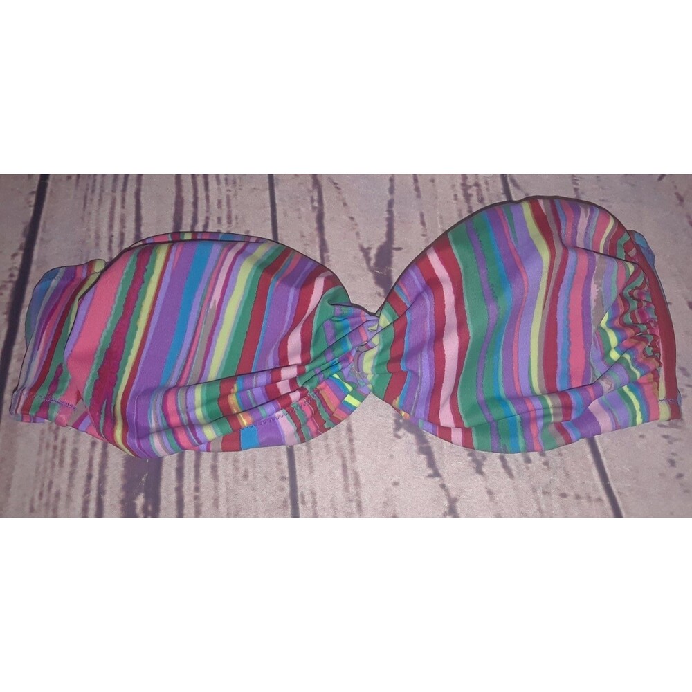 Victoria's Secret Multi Print Striped Strapless Bikini Top Size XS